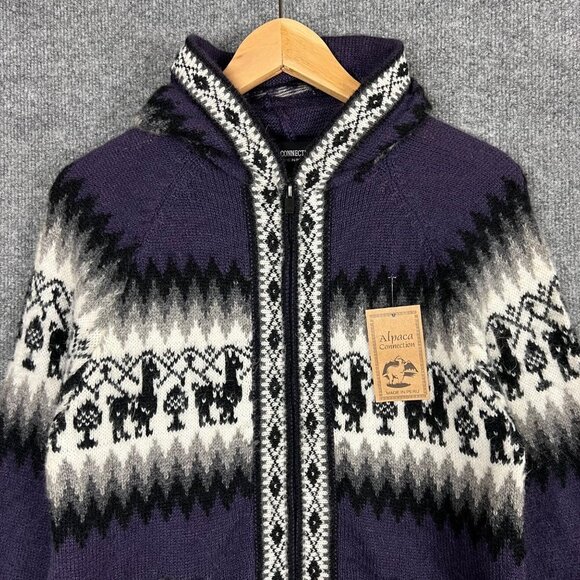 NEW WITH TAG Alpaca Connection Purple Patterned Sweater Zip up Hoodie Women’s S‎ - Picture 3 of 9